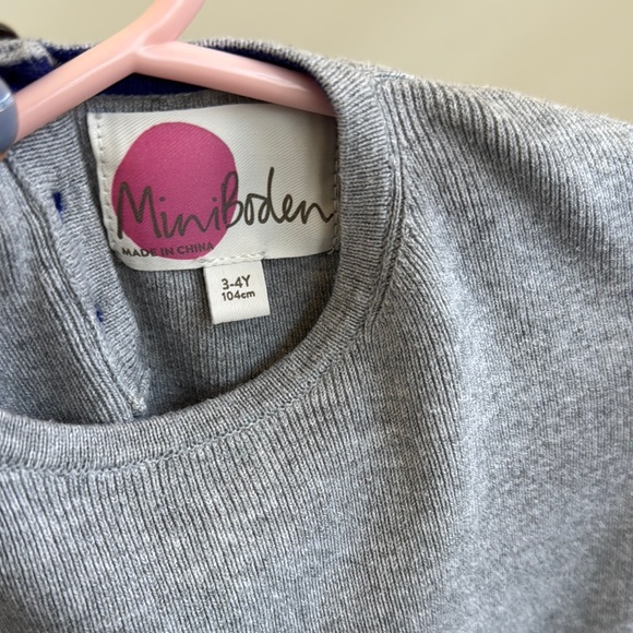 3-4y Mini Boden Gray and Multicolor Kids Sweater Dress pleated metallic skirt - Picture 4 of 5